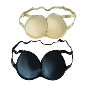 Shein Two Convertible Pushup Bras Women's Size M Black Nude Removable Straps